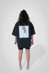 Unisex Black High Collar Oversized T-Shirt