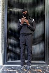 Black Nylon Cargo Trousers