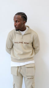 Beige Quarter Zip Sweatshirt
