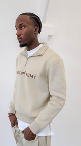 Beige Quarter Zip Sweatshirt