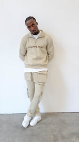 Beige Quarter Zip Sweatshirt